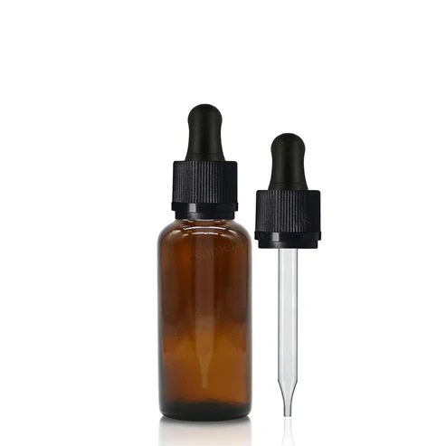 Amber glass dropper bottle